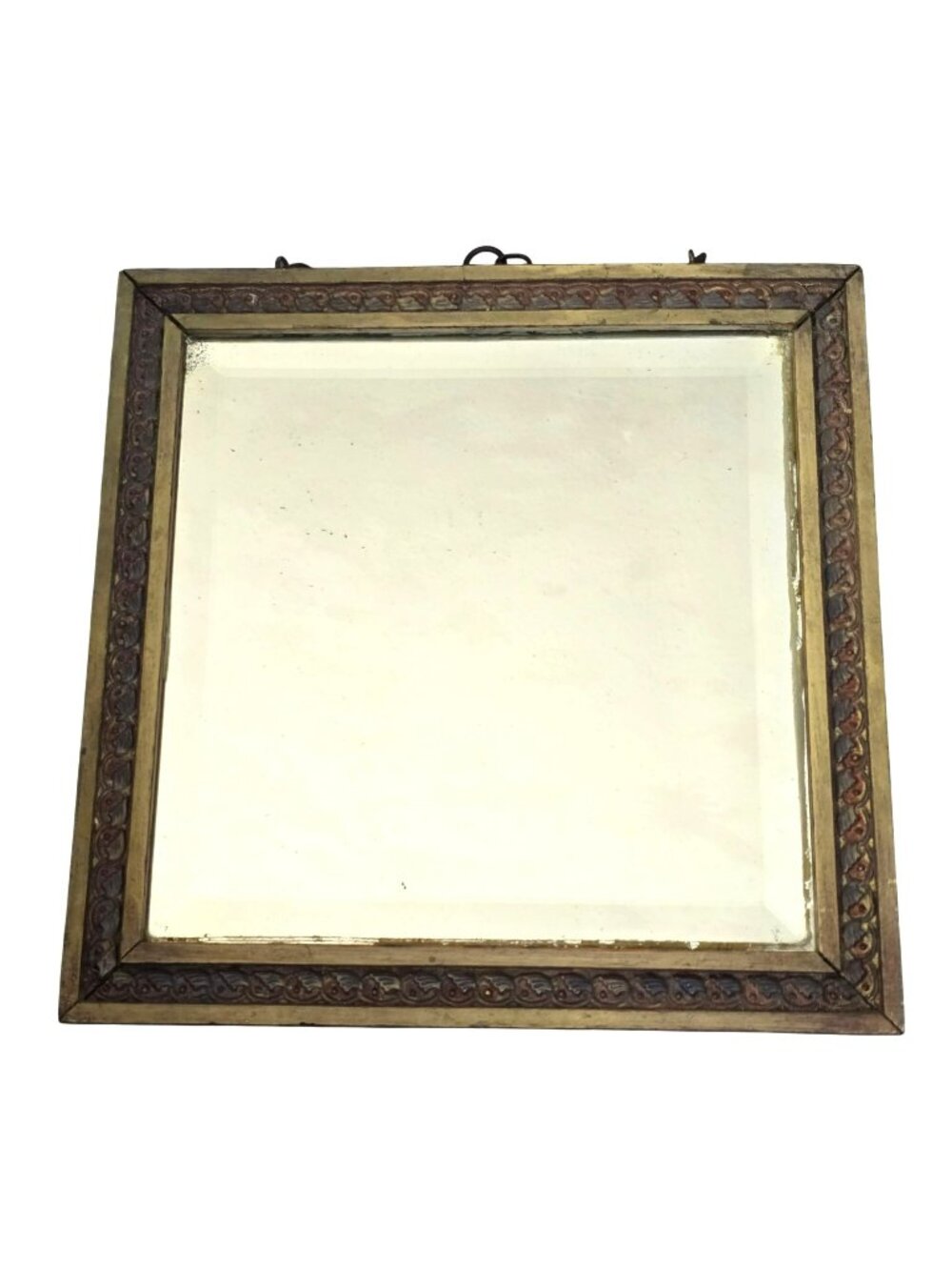 Antique Ornate Gilded Square Mirror Carved Wooden Frame Beveled Glass CM2332